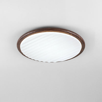 Wood LED Ceiling Light Round Wooden Flush Mount Lamp
