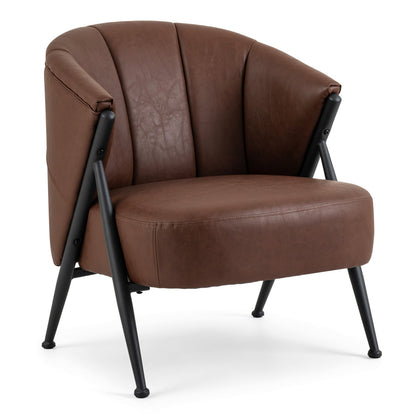 Mid Century Accent Chair with Curved Backrest - Brown