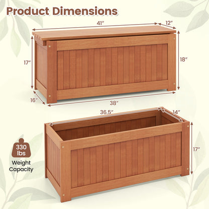 Outdoor Plant Container with Seat for Garden Yard Balcony Deck
