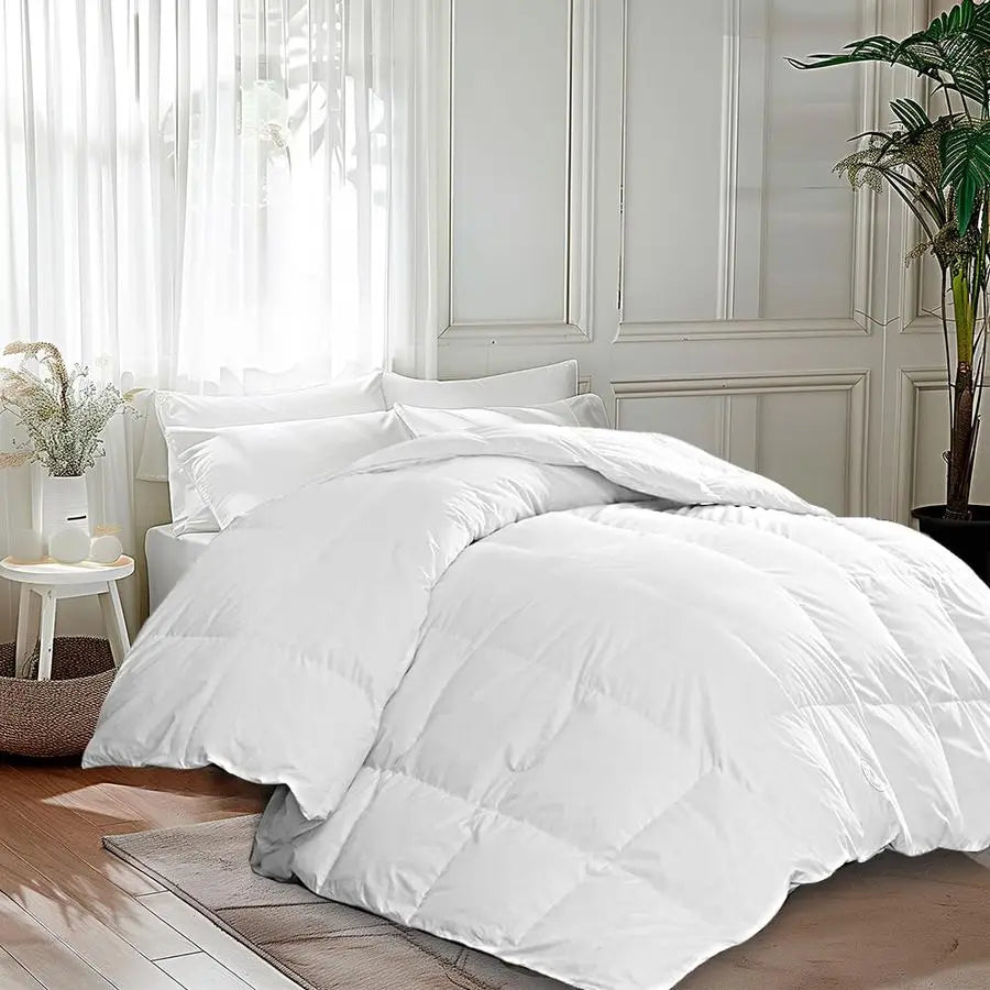 Luxury Cotton Goose Feather Down Queen Duvet Insert