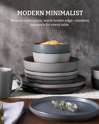 24-Piece Speckled Ceramic Dinnerware Set for 8