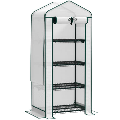 4-Tier Portable Greenhouse with Ventilated Mesh Roof