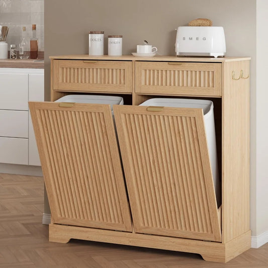Modern Fluted Tilt-Out Trash Cabinet Organizer