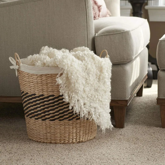 Large Woven Laundry Basket with Liner