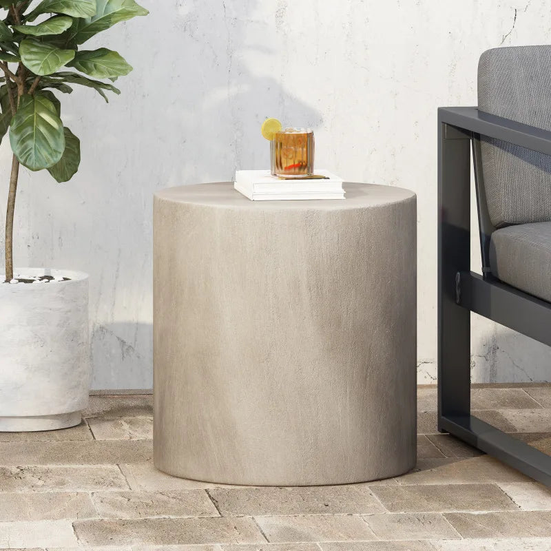 Concrete Side Table with Cylindrical Modern Design