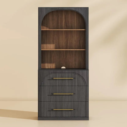 Arched Storage Cabinet with Drawers and Shelving