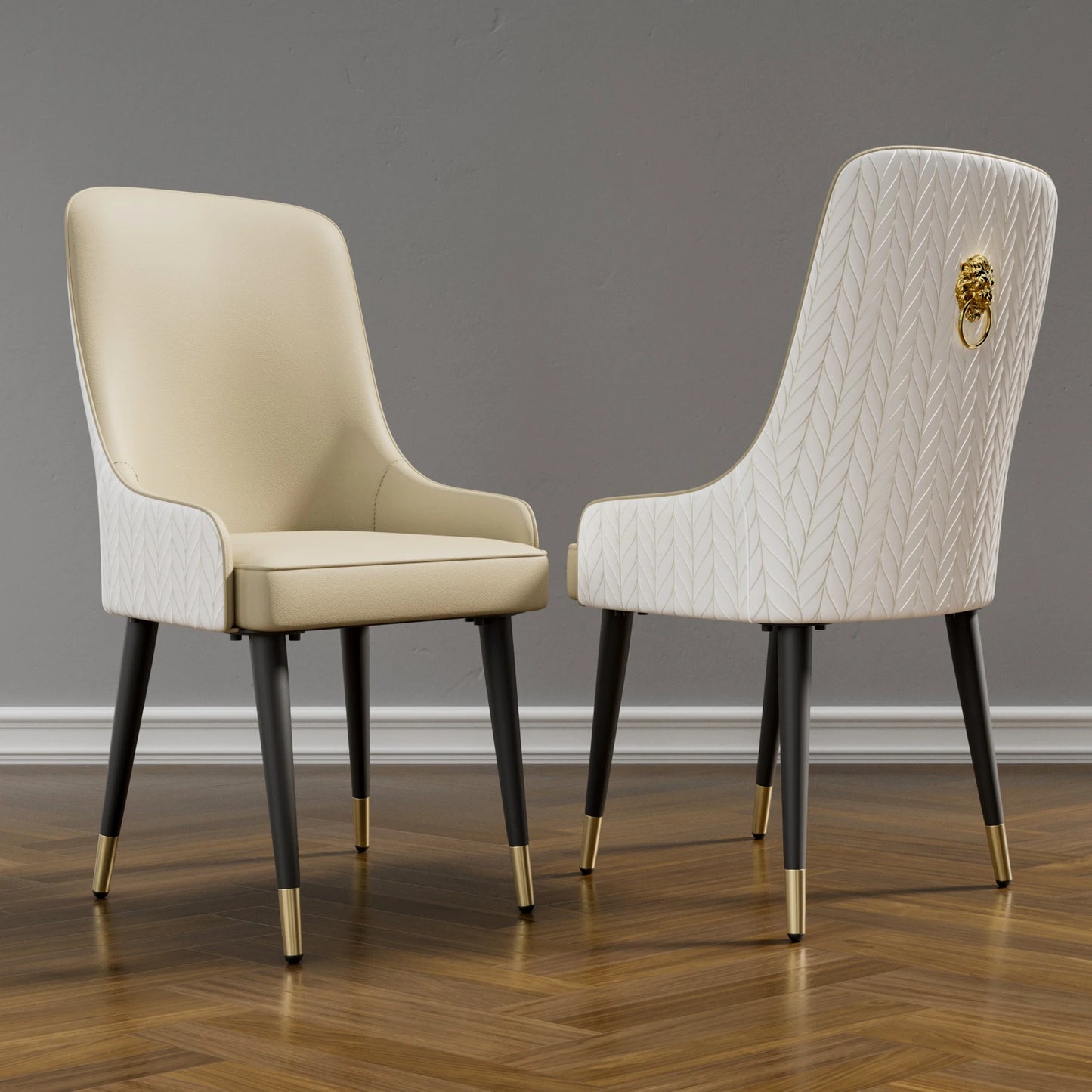 Luxury Dining Chairs with Tufted Back and Gold Detail