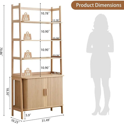 Mid-Century Bookcase with Sliding Door Storage