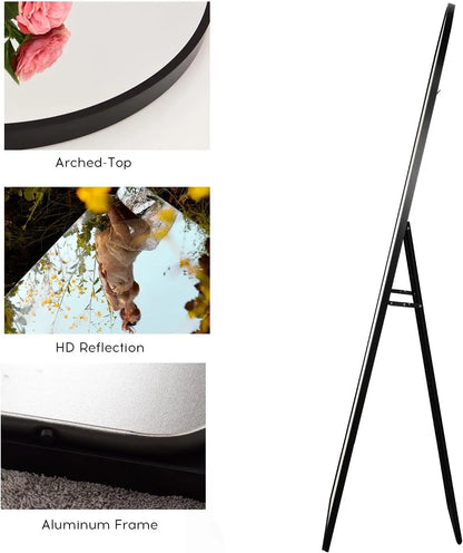 Arched Full Length Mirror with Oversized Aluminum Frame
