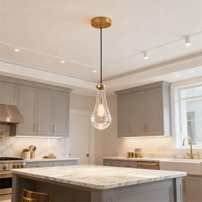 Raindrop Glass Pendant Light with Adjustable Cord