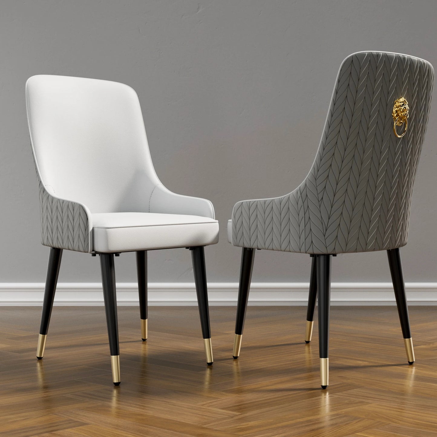Luxury Dining Chairs with Tufted Back and Gold Detail