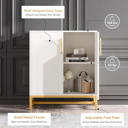 Modern White & Gold Sideboard Cabinet