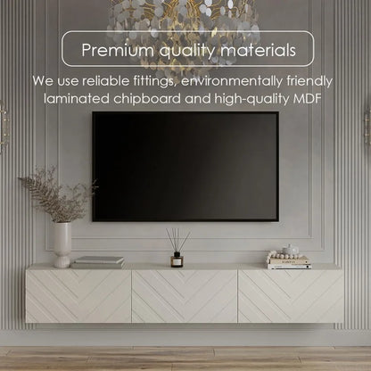 Floating Scandinavian TV Stand with Push-Open Storage
