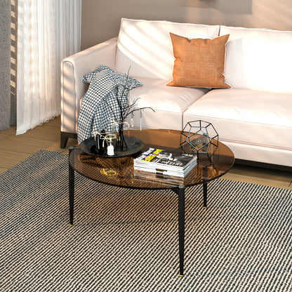 Tempered Glass Coffee Table with Metal Frame