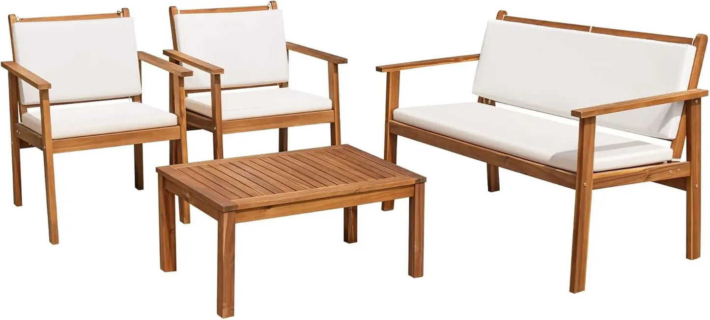 Acacia Wood Outdoor Bistro Conversation Set