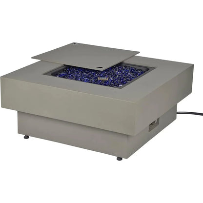 Modern Flint Gray Fire Table with Lid