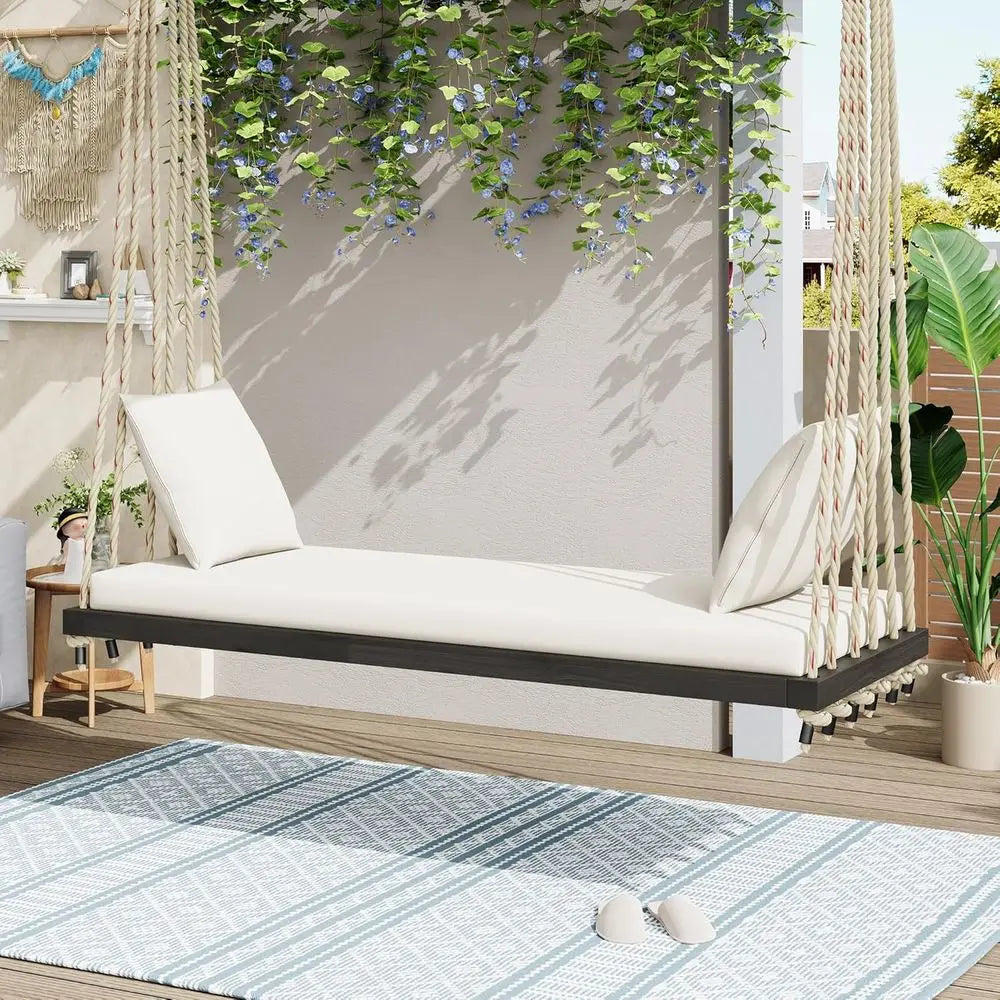 Acacia Wood Porch Swing Bed