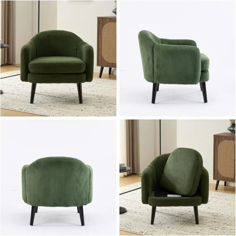 Modern Upholstered Club Accent Chairs — Set of Two