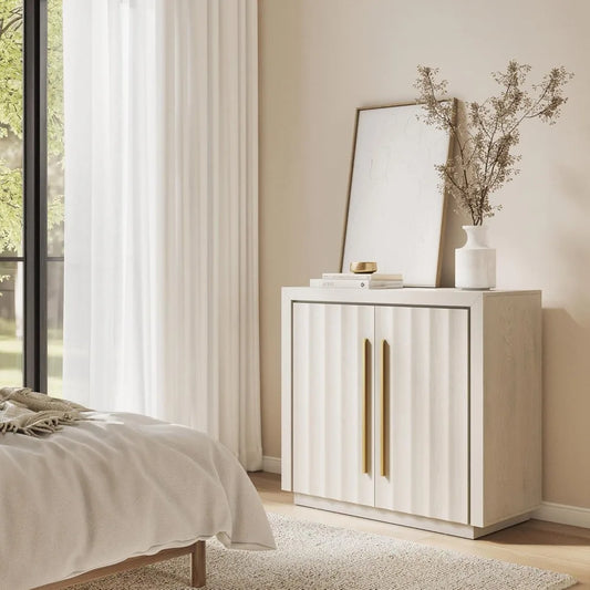 Modular White Fan-Pattern Sideboard Cabinet