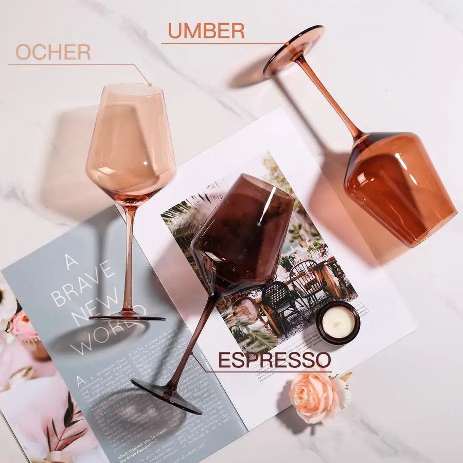 Maillard-Toned Handblown Wine Glass Set