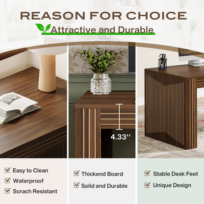 79 Inch Double Desk with Modern Wood Grain Design