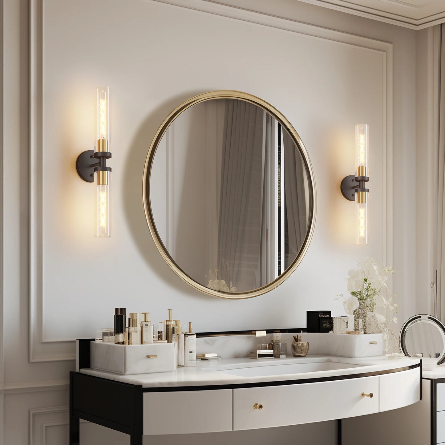 Modern Glass Wall Sconce Set