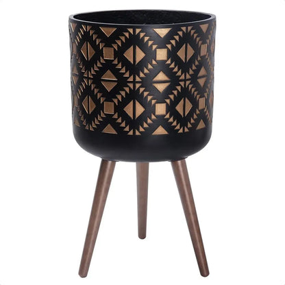 14" Mid-Century Fiber Clay Planter with Stand