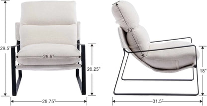 Modern Sherpa Accent Chair with Metal Frame