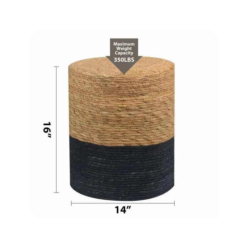 Handwoven Natural Seagrass Round Pouf Ottoman