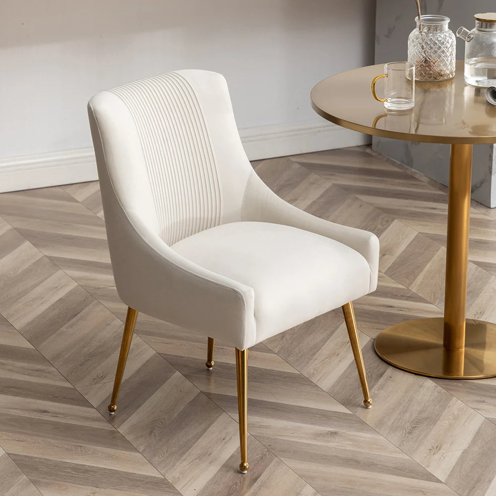 Upholstered Dining Chairs with Gold Metal Legs (Set of 6)