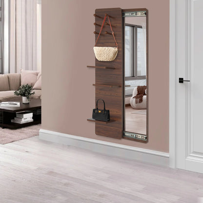 Wall-Mounted Mirror with Adjustable Storage Pegboard