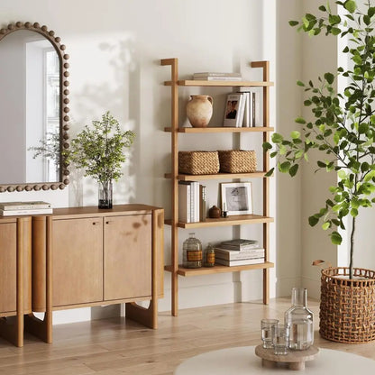 Architectural Ladder Shelf with Warm Wood Finish by Nathan James