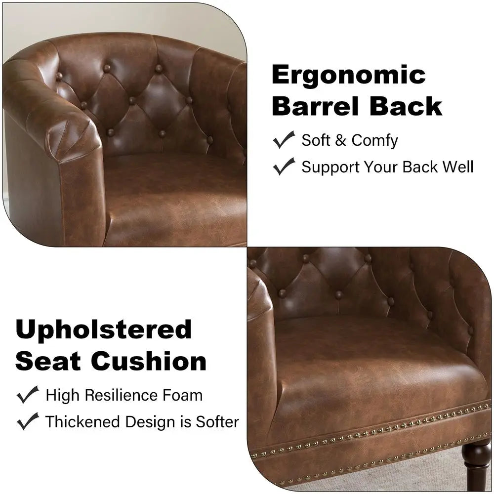Barrel Accent Chair with Nailhead Trim