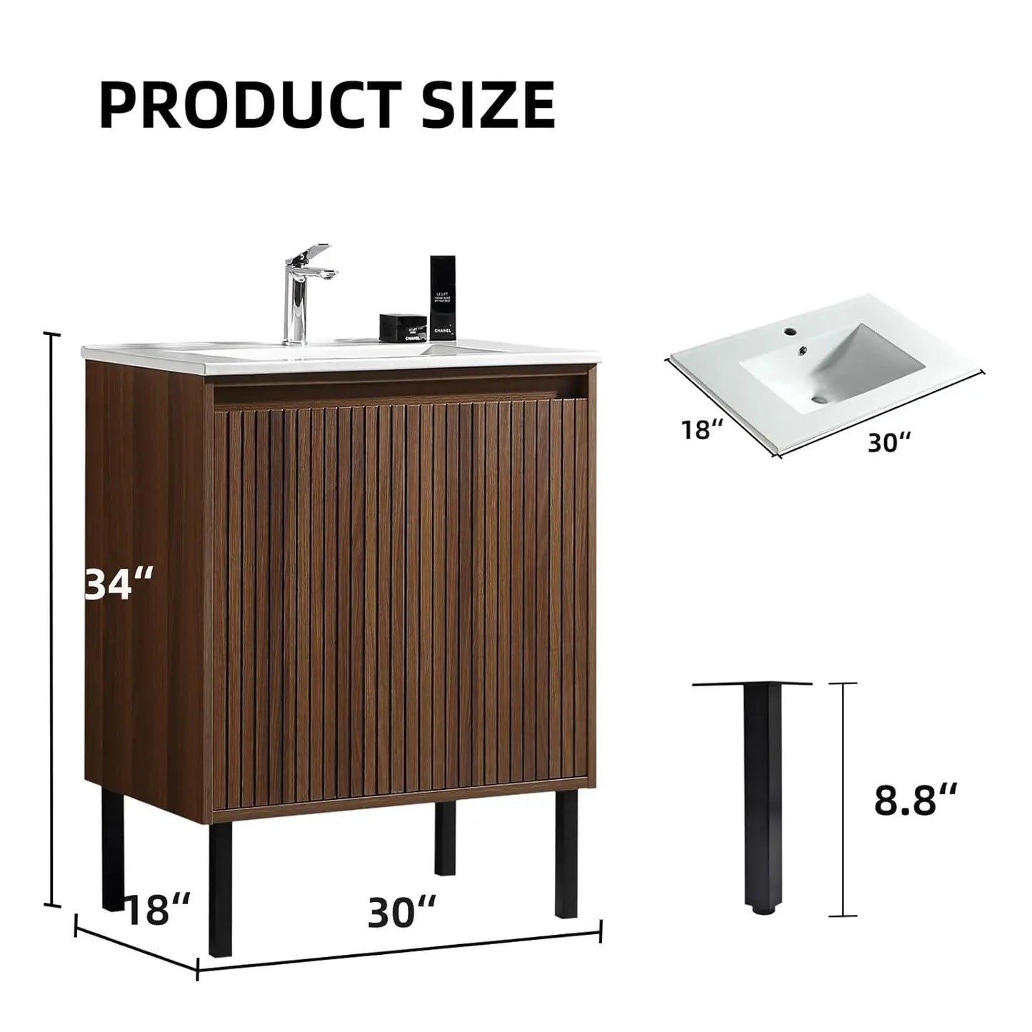 30" Bathroom Vanity with Sink, Modern Design