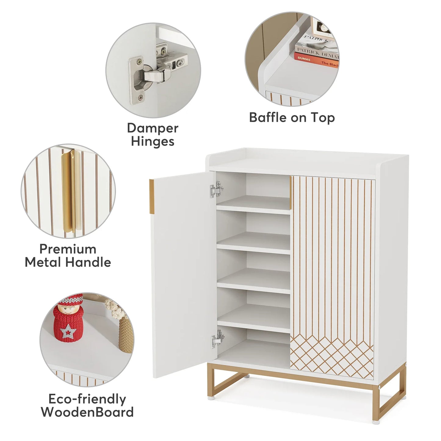 5-Tier Shoe Storage Cabinet with Doors