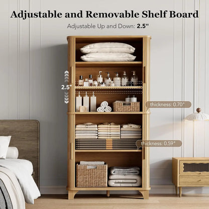 Tall Storage Cabinet with Sliding Door and Shelves