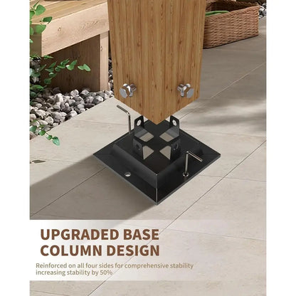 10'X13' Metal Pergola with Wood-Look Finish and Reinforced Frame