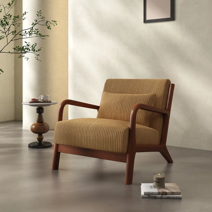 Mid-Century Modern Accent Chair with Solid Wood Frame