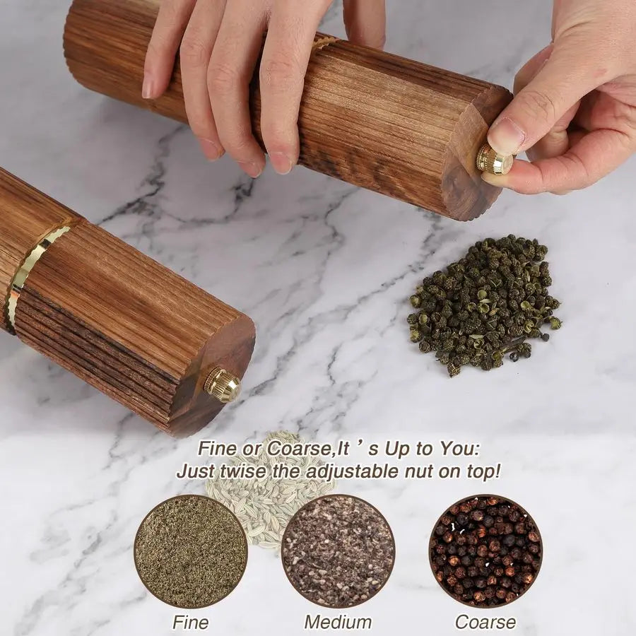 Acacia Wood Grinder Set with Adjustable Coarseness