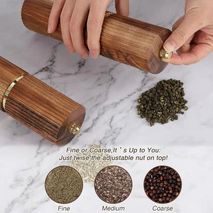Acacia Wood Grinder Set with Adjustable Coarseness