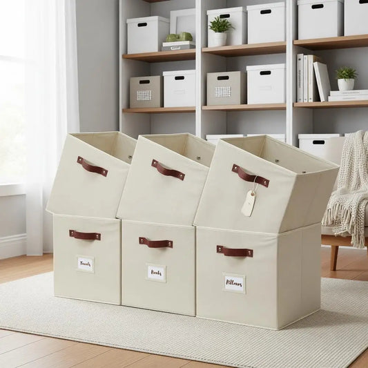 Beige Non-Woven Fabric Storage Cube Set