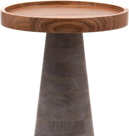 Mango Wood Accent Table with Tray Top and Pedestal Base