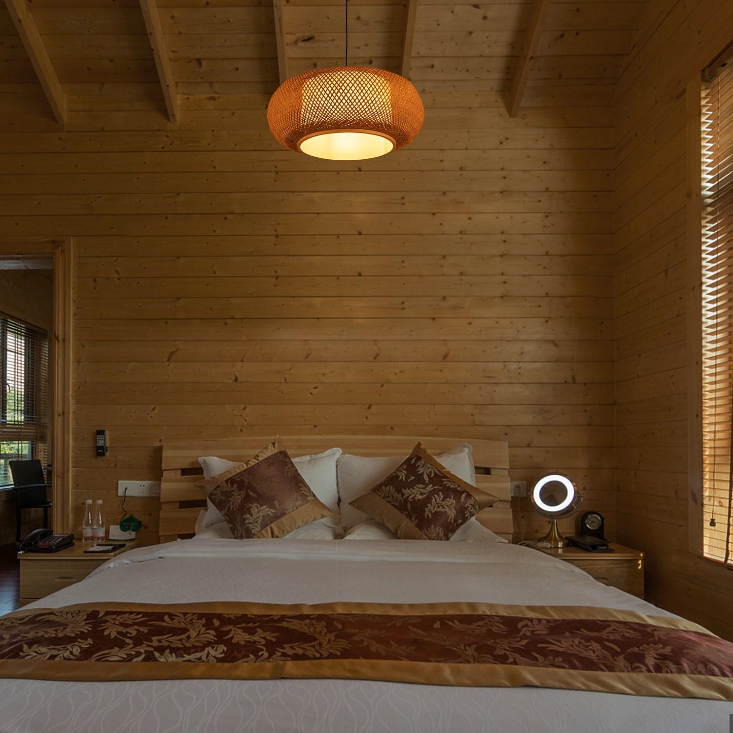 Sculptural Bamboo Pendant With Light-Filtering Weave