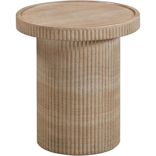 Faux Travertine Fluted Concrete Side Table