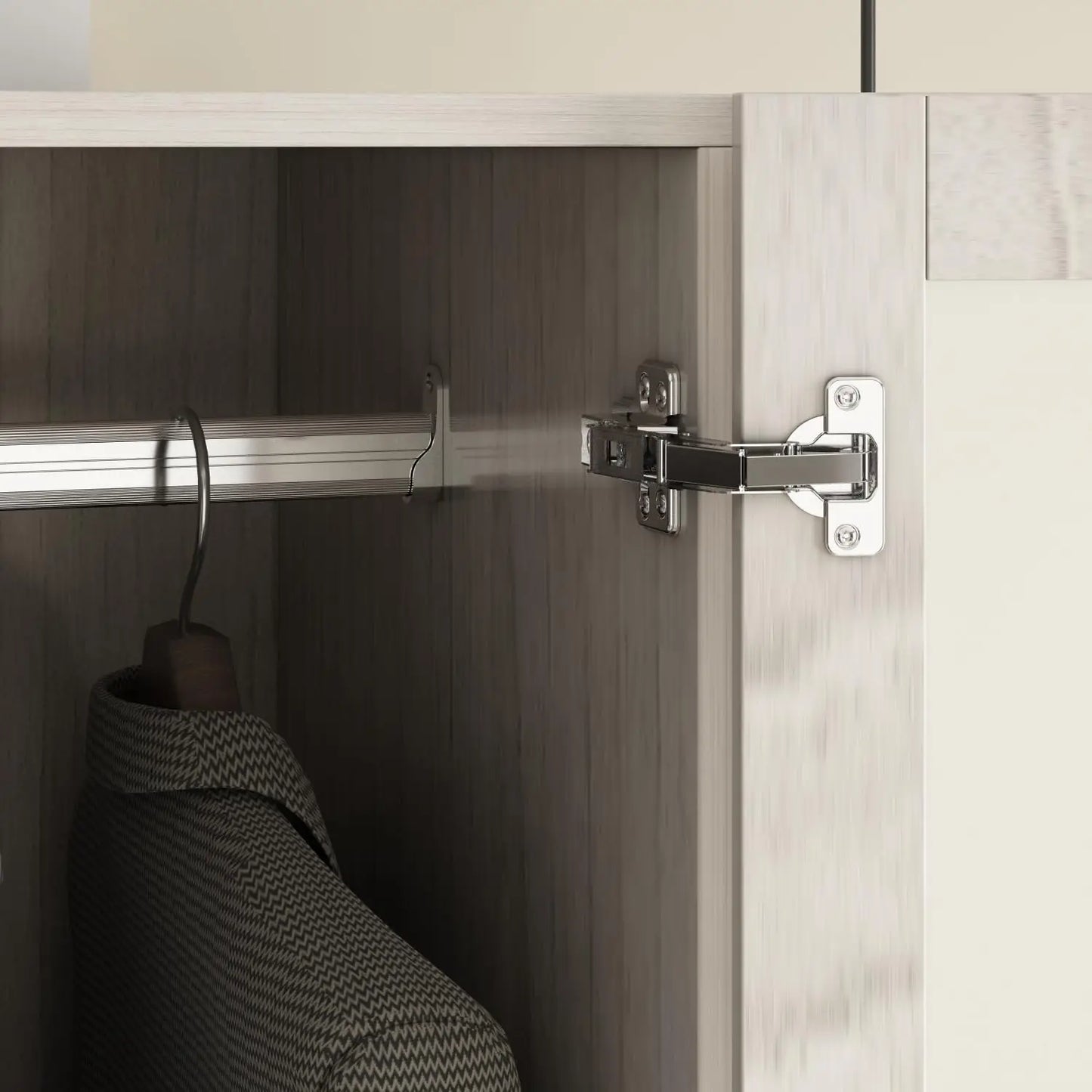 Corner Armoire Wardrobe with Frosted Glass and Gold Details