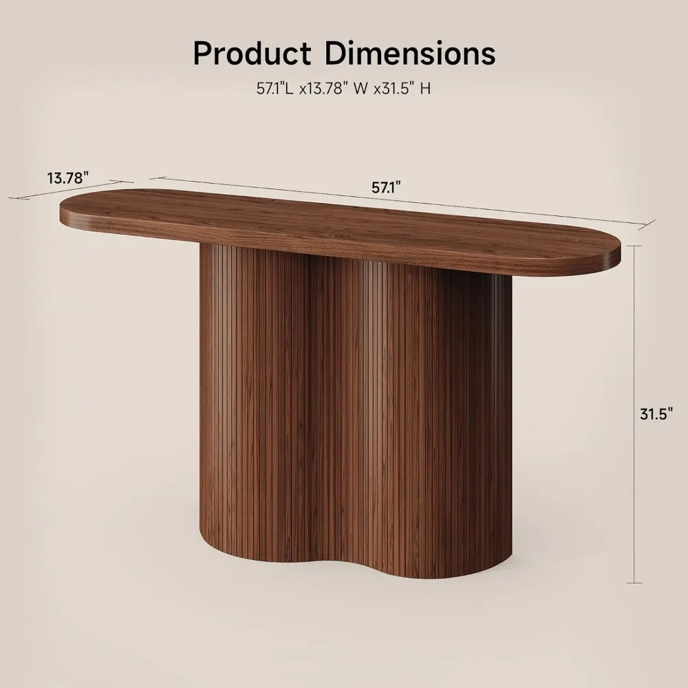 Walnut Tambour Waterfall Console Table