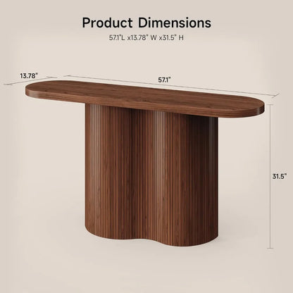 Walnut Tambour Waterfall Console Table