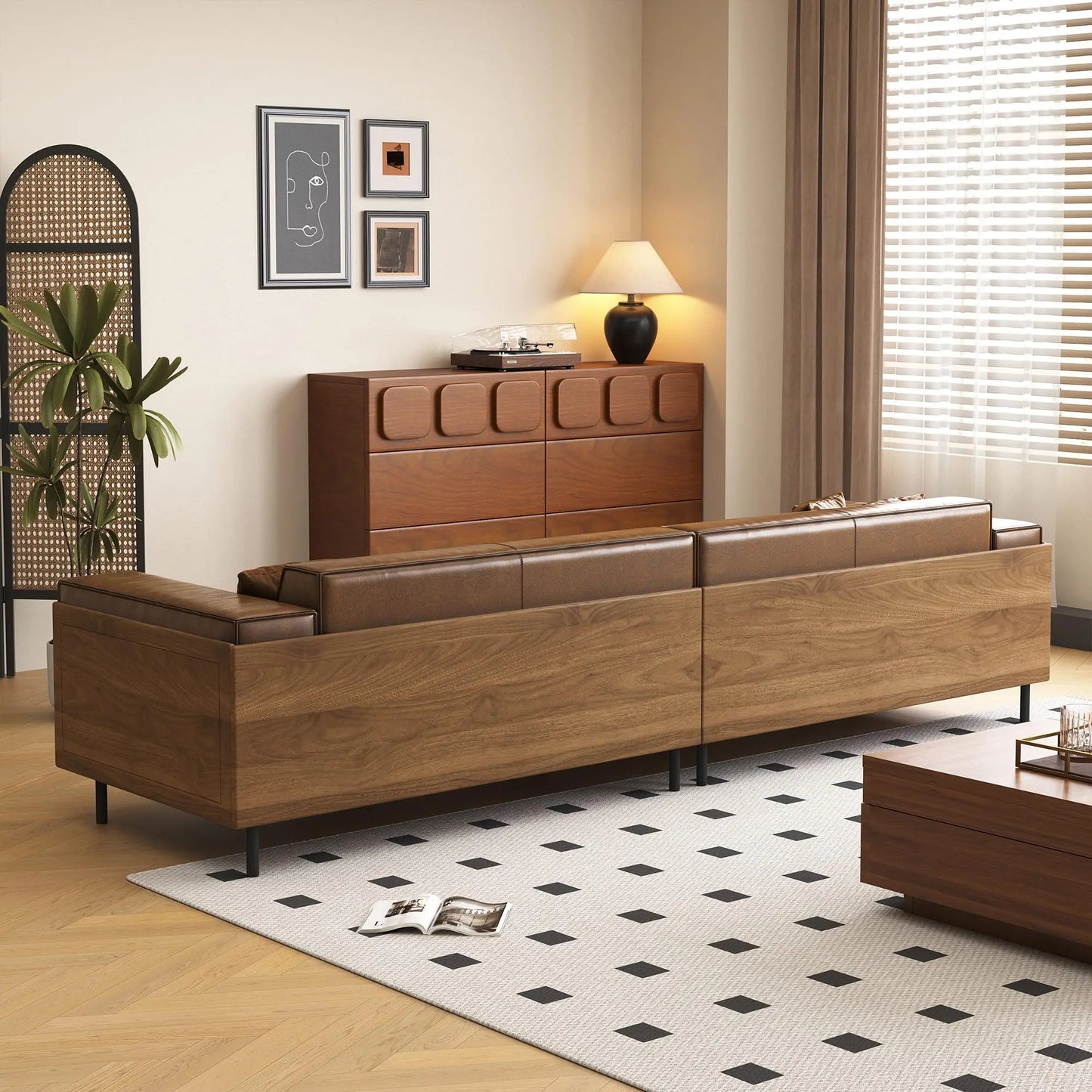 112” Mid-Century Modern Four-Seat Sofa