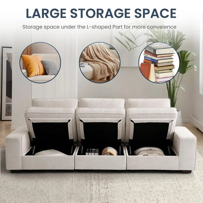 Modular Chenille Sofa with Hidden Storage