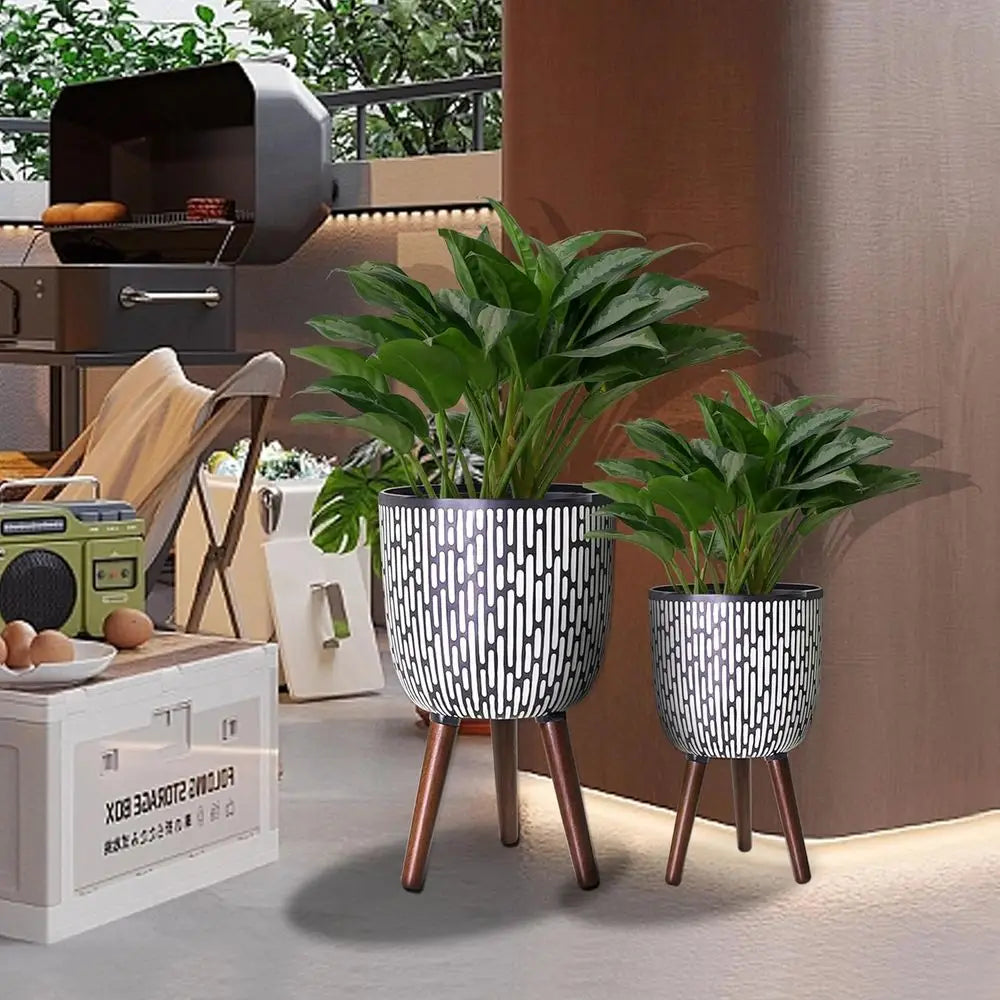 Fiberglass Planter with Stand and Drainage